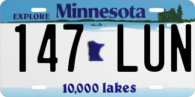 MN license plate 147LUN