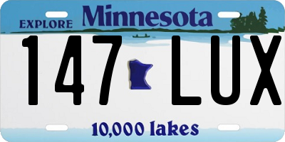 MN license plate 147LUX