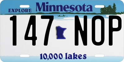 MN license plate 147NOP