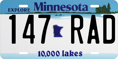 MN license plate 147RAD