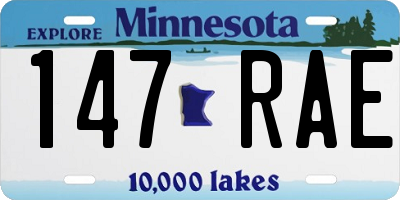 MN license plate 147RAE