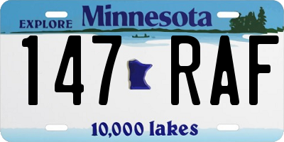 MN license plate 147RAF