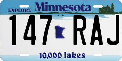 MN license plate 147RAJ