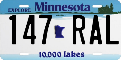 MN license plate 147RAL