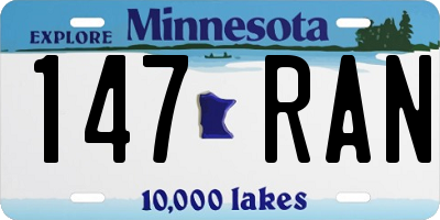 MN license plate 147RAN