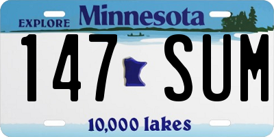 MN license plate 147SUM