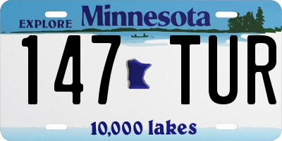 MN license plate 147TUR