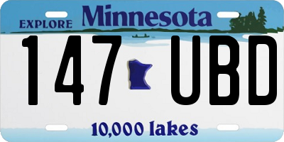 MN license plate 147UBD