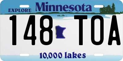 MN license plate 148TOA