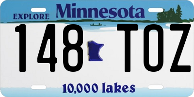 MN license plate 148TOZ
