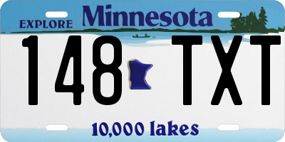MN license plate 148TXT
