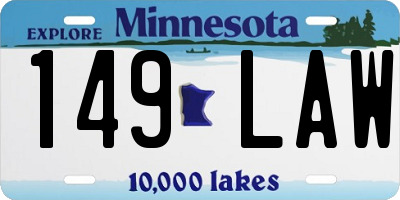 MN license plate 149LAW