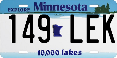 MN license plate 149LEK