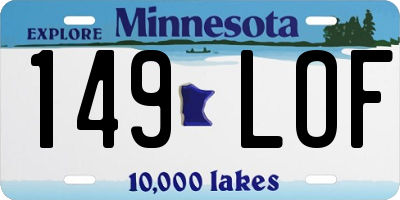 MN license plate 149LOF