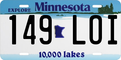 MN license plate 149LOI