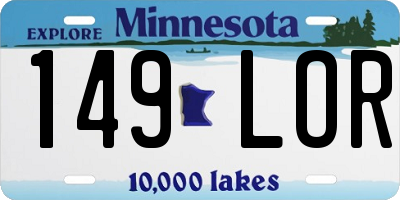 MN license plate 149LOR