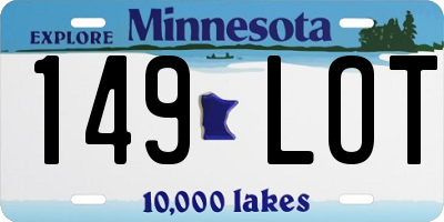 MN license plate 149LOT