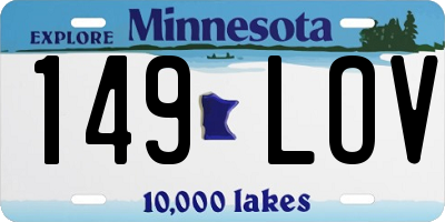MN license plate 149LOV