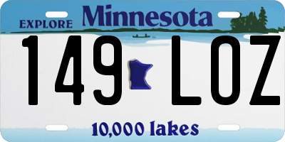MN license plate 149LOZ