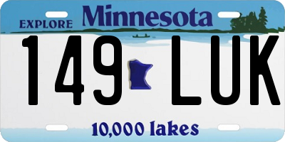 MN license plate 149LUK