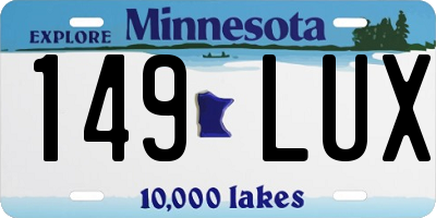 MN license plate 149LUX