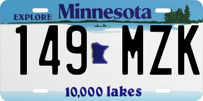 MN license plate 149MZK