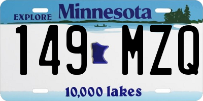 MN license plate 149MZQ