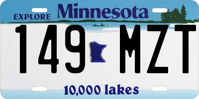 MN license plate 149MZT