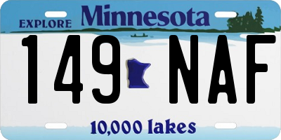 MN license plate 149NAF