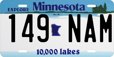 MN license plate 149NAM