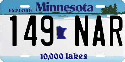 MN license plate 149NAR