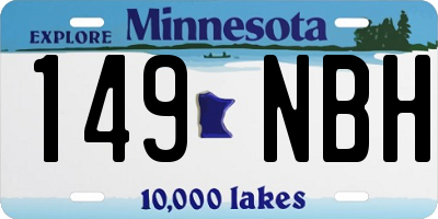 MN license plate 149NBH