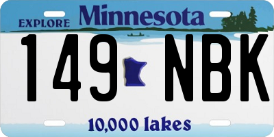 MN license plate 149NBK