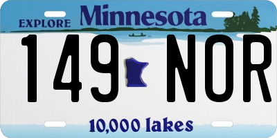 MN license plate 149NOR