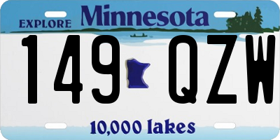 MN license plate 149QZW