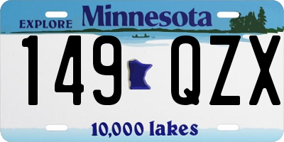 MN license plate 149QZX