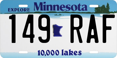 MN license plate 149RAF