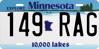MN license plate 149RAG