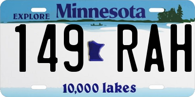 MN license plate 149RAH