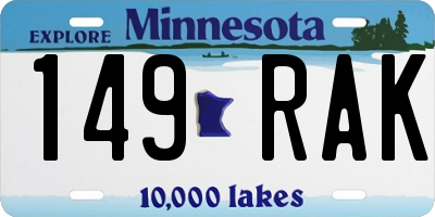 MN license plate 149RAK
