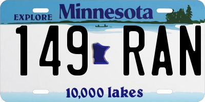 MN license plate 149RAN