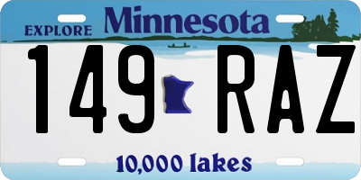 MN license plate 149RAZ