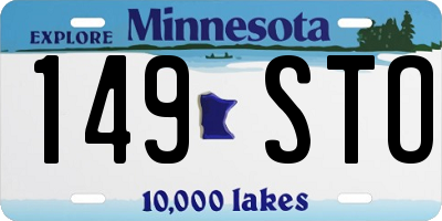 MN license plate 149STO