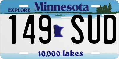 MN license plate 149SUD