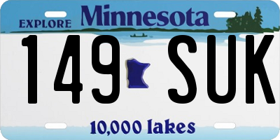 MN license plate 149SUK
