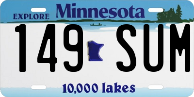 MN license plate 149SUM