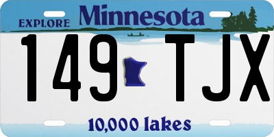 MN license plate 149TJX