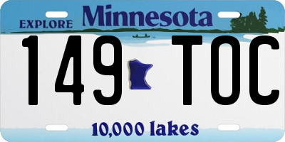 MN license plate 149TOC