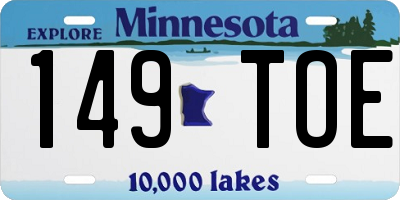 MN license plate 149TOE