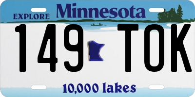 MN license plate 149TOK